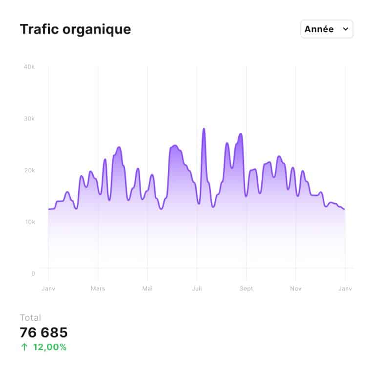 Augmentation du trafic organique de votre site e-commerce pour améliorer votre positionnement concurrentiel.